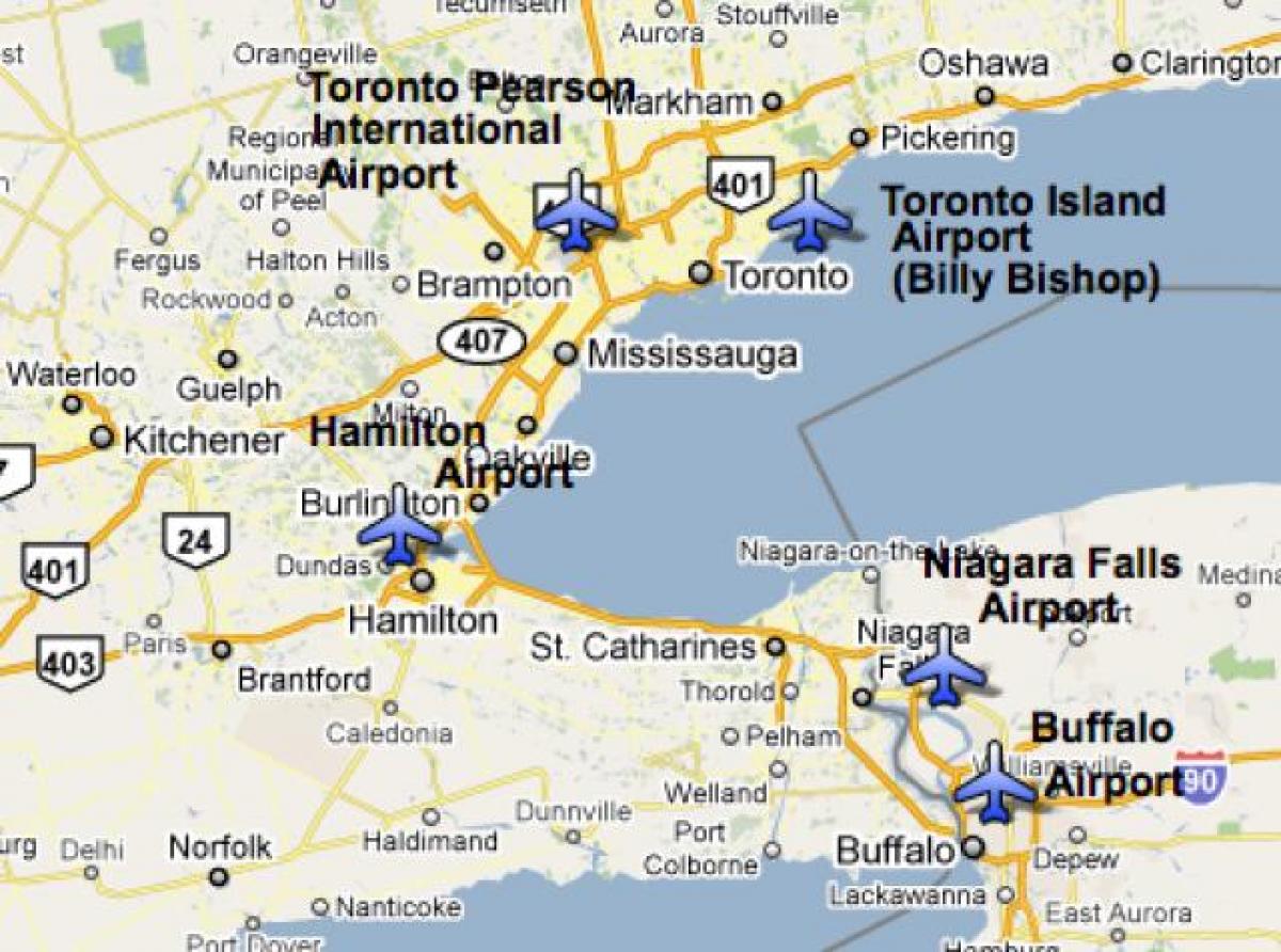 Harta e Aeroporteve afër Torontos