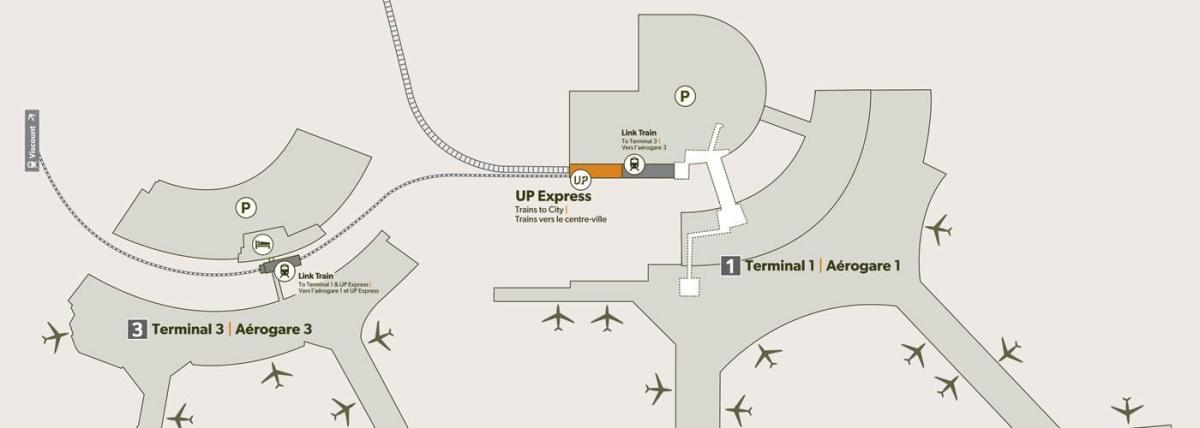 Harta e aeroportit të Pearson-it stacioni i trenit