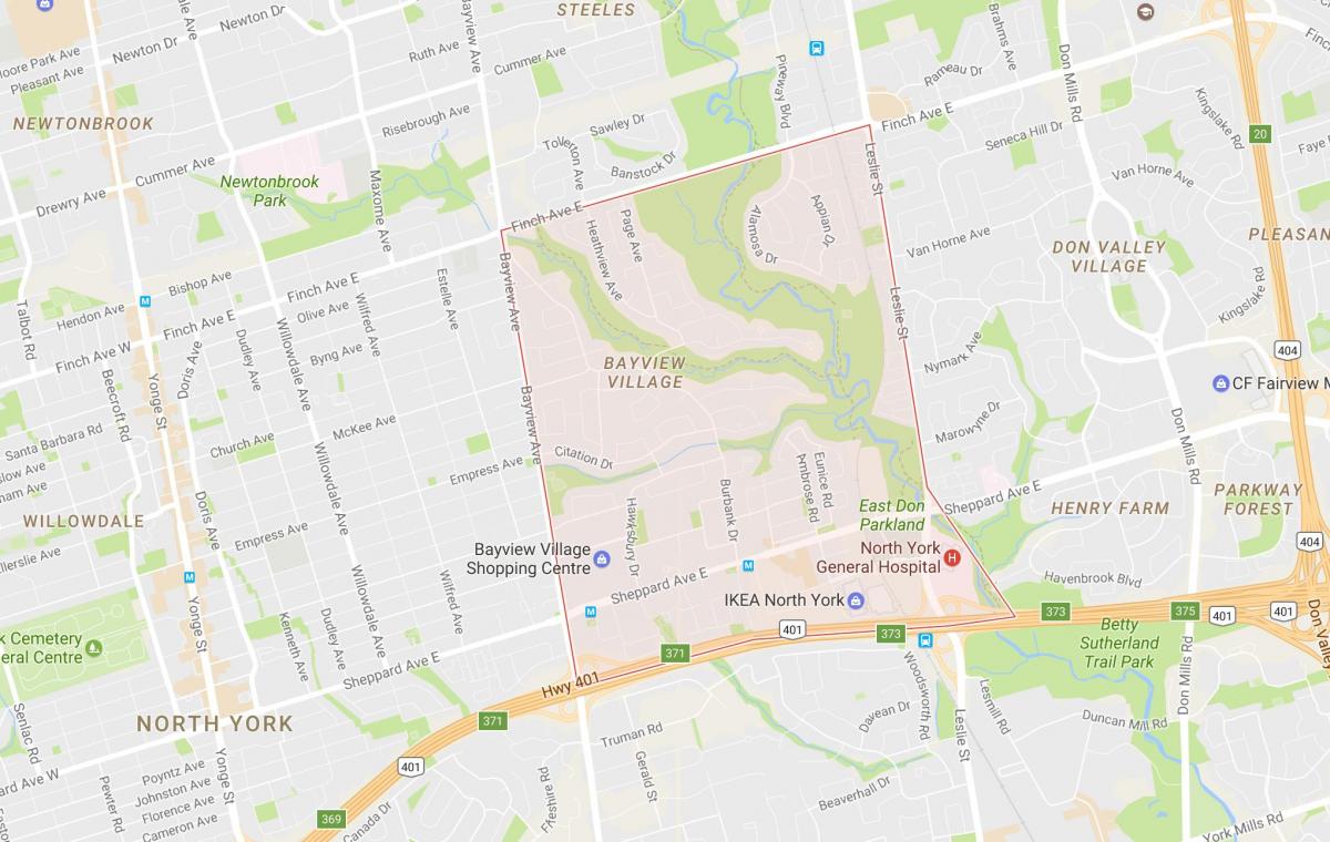 Harta e Bayview Fshatin lagjen Toronto