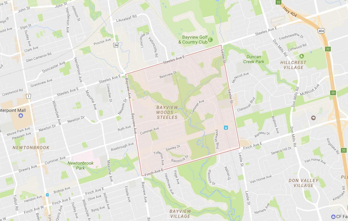 Harta e Bayview Woods – Steeles lagjen Toronto