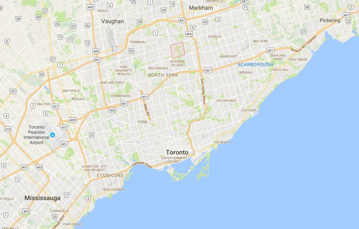 Harta e Bayview Woods – Steeles qarkut në Toronto