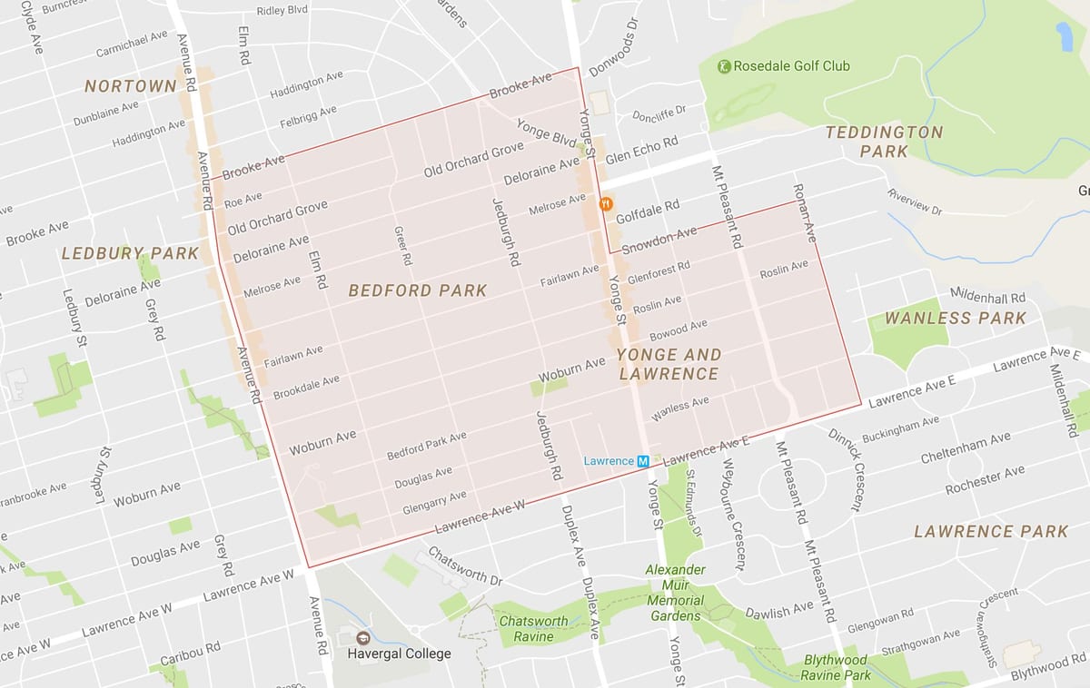 Harta e Bedford Park lagjen Toronto
