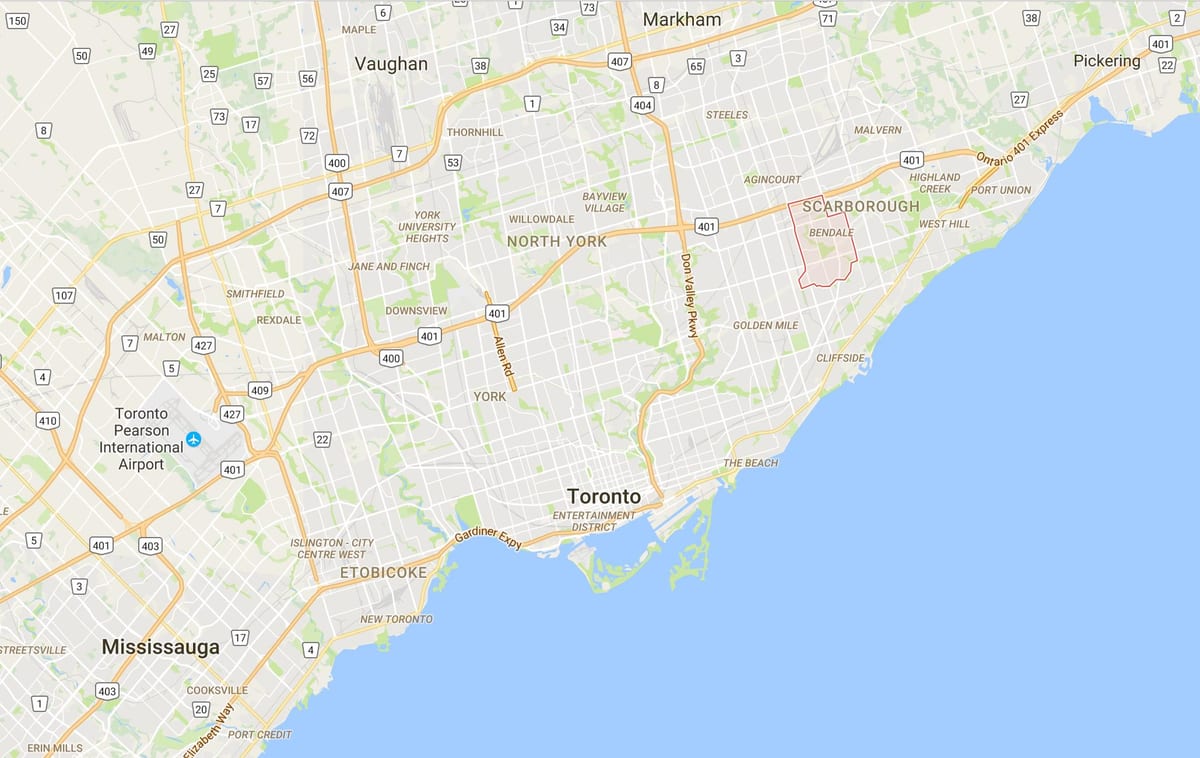 Harta e Bendale qarkut në Toronto