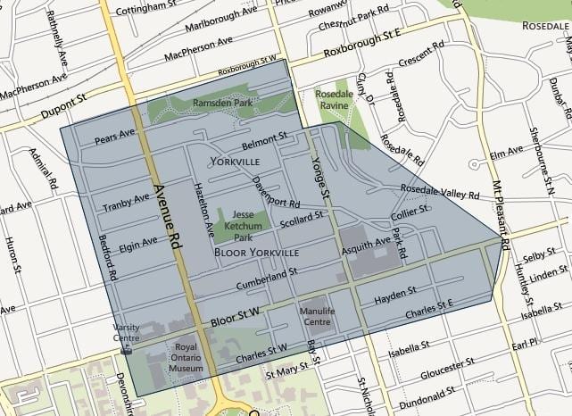 Harta e Bloor Yorkville