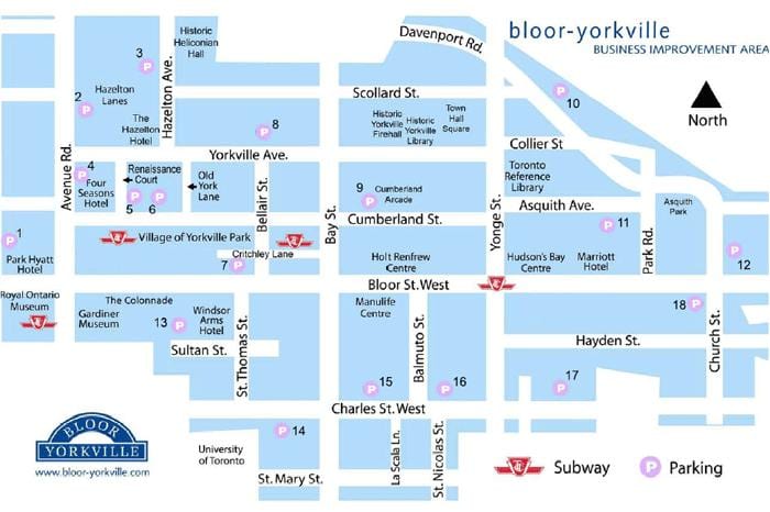 Harta e Bloor Yorkville metro