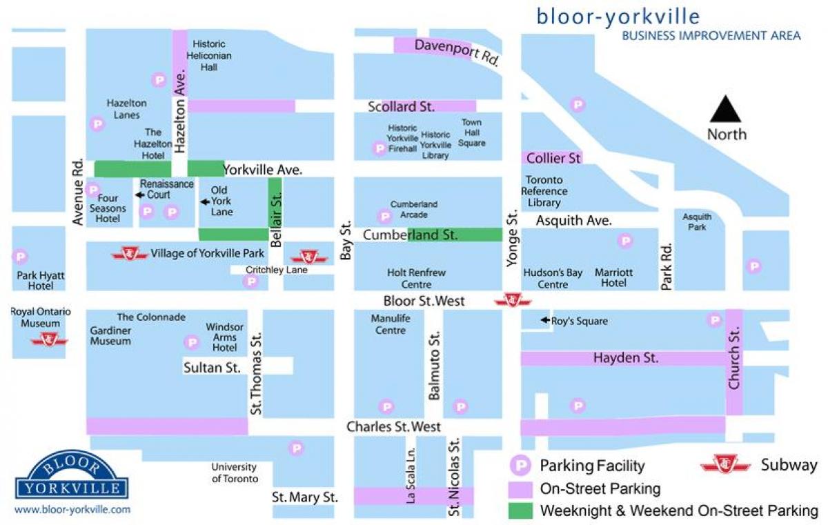 Harta e Bloor Yorkville parking