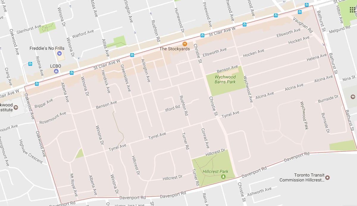 Harta e Bracondale Kodër lagjja Toronto