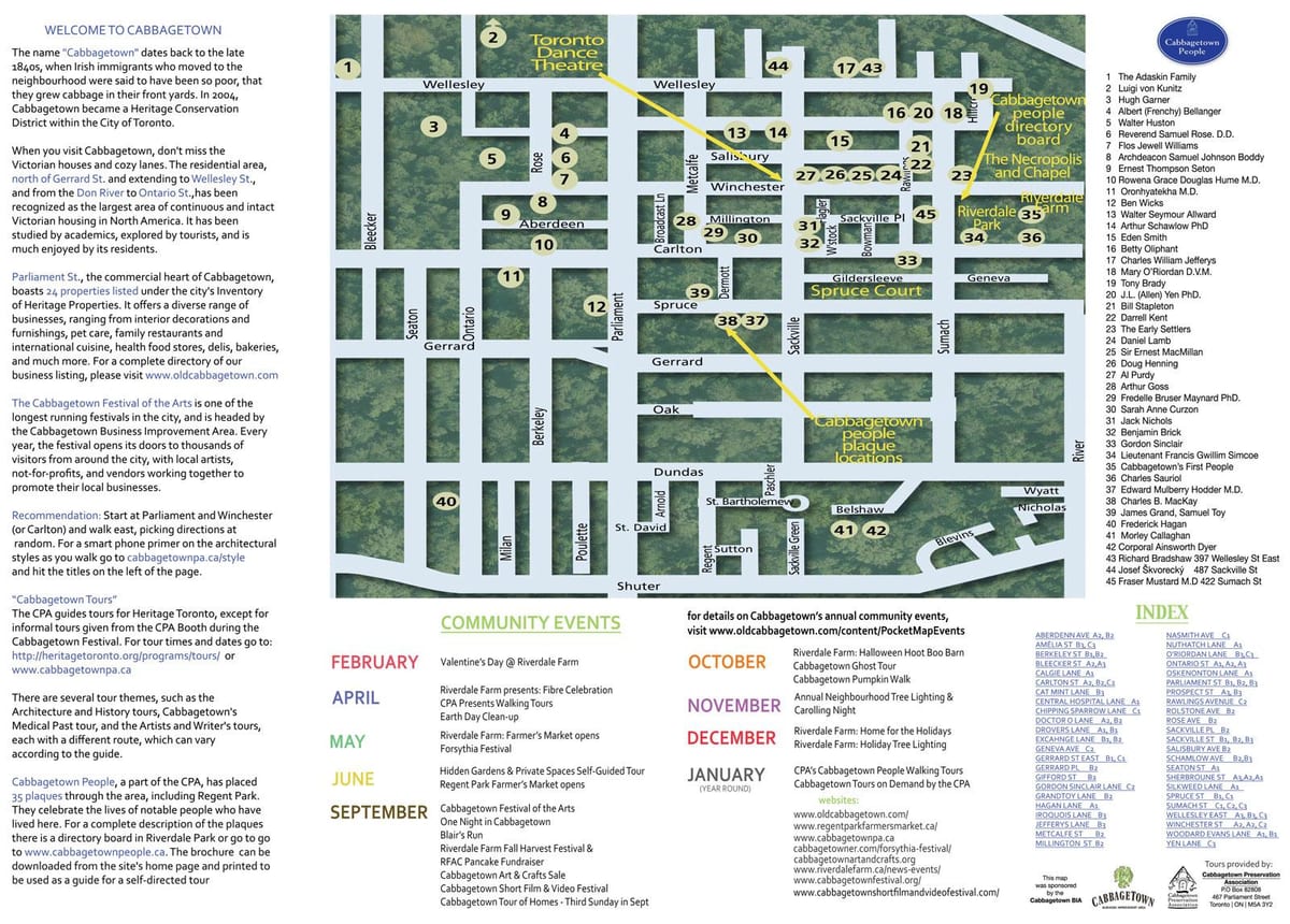 Harta e Cabbagetown ngjarjet Toronto