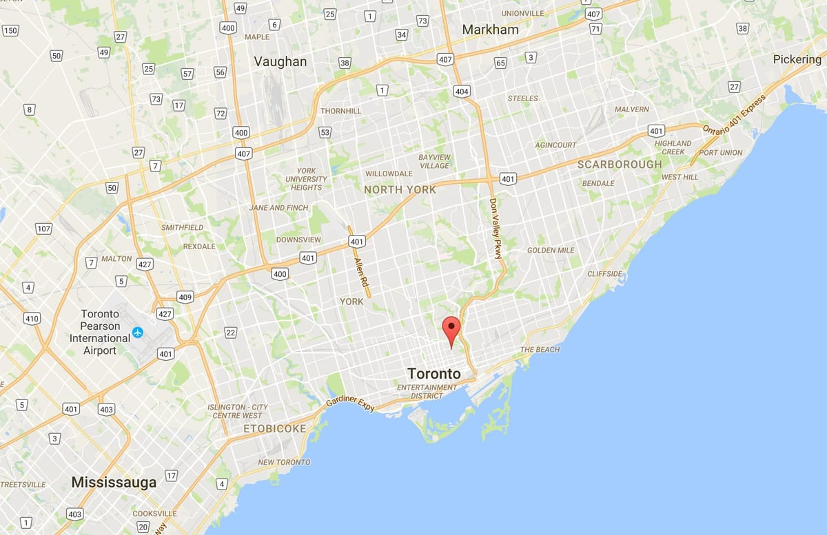 Harta e Cabbagetown qarkut në Toronto