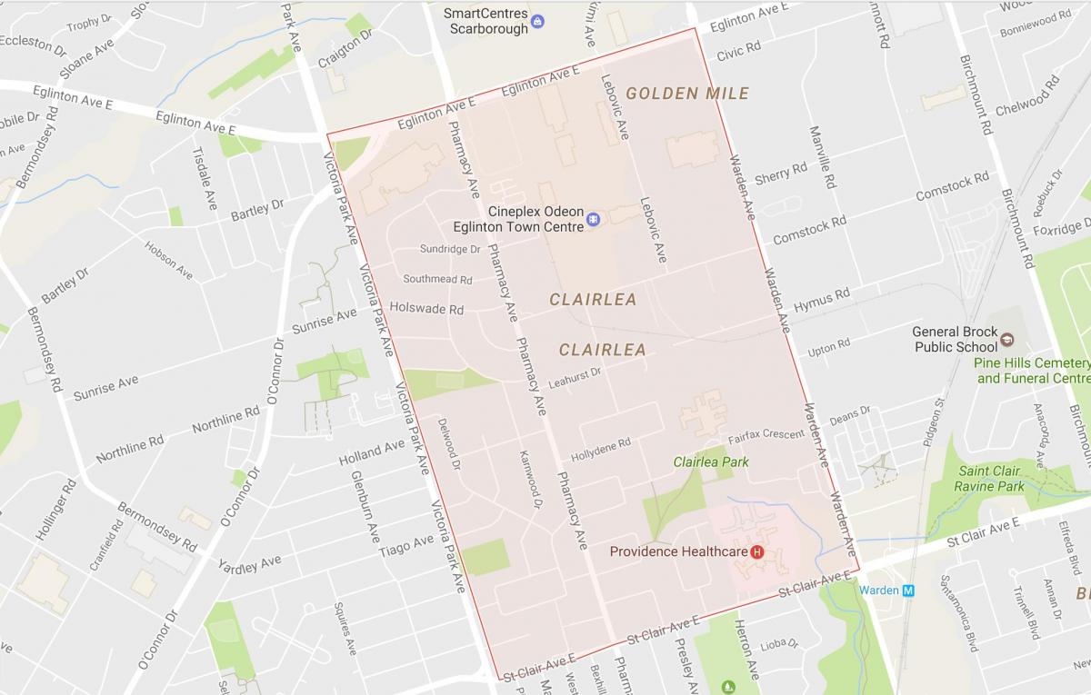 Harta e Clairlea lagjen Toronto