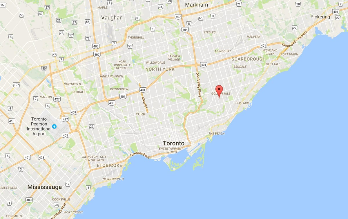 Harta e Clairlea qarkut në Toronto