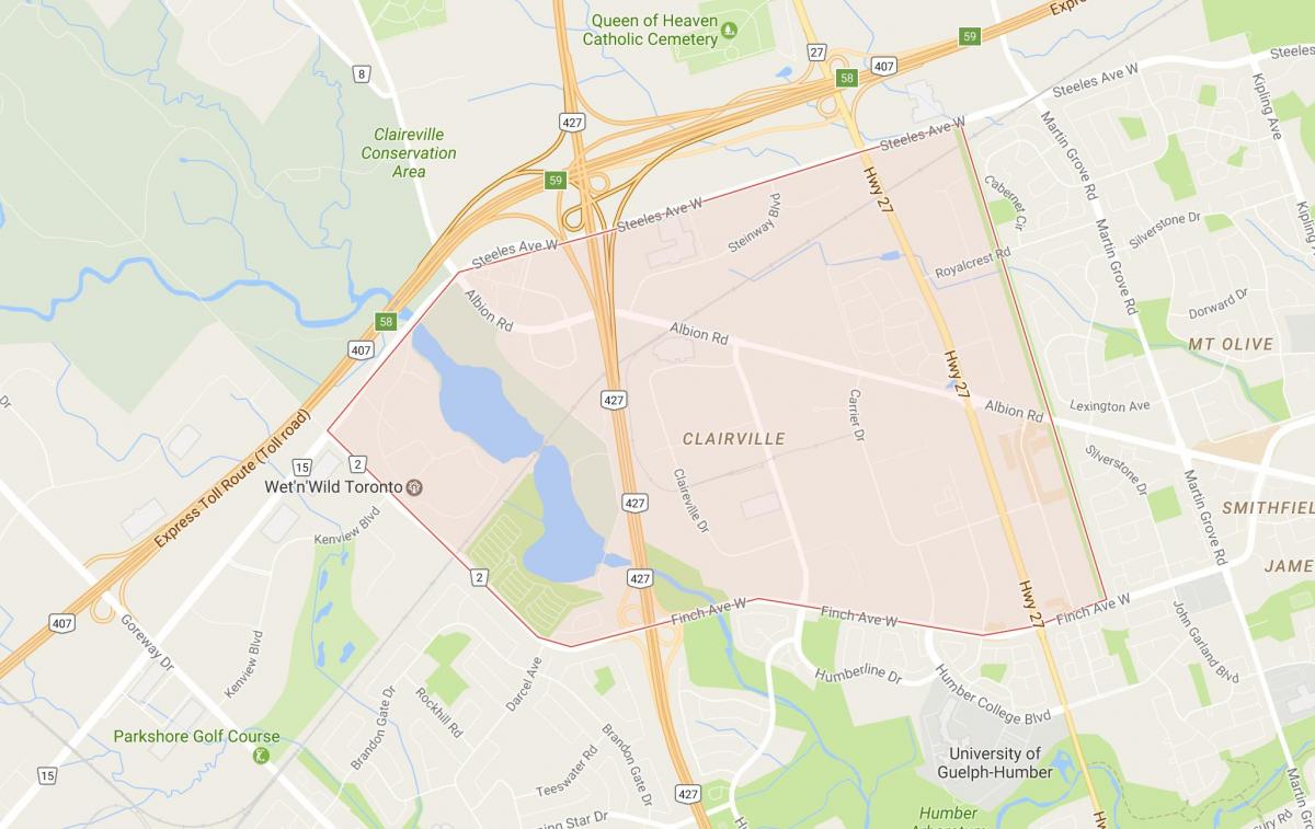 Harta e Clairville lagjen Toronto