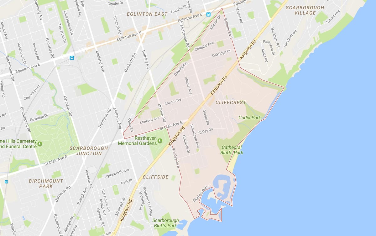 Harta e Cliffcrest lagjen Toronto