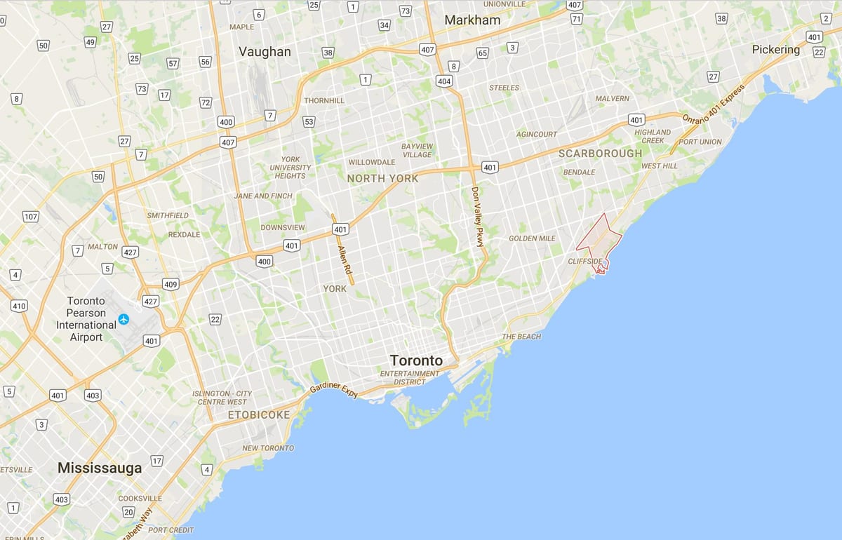 Harta e Cliffcrest qarkut në Toronto