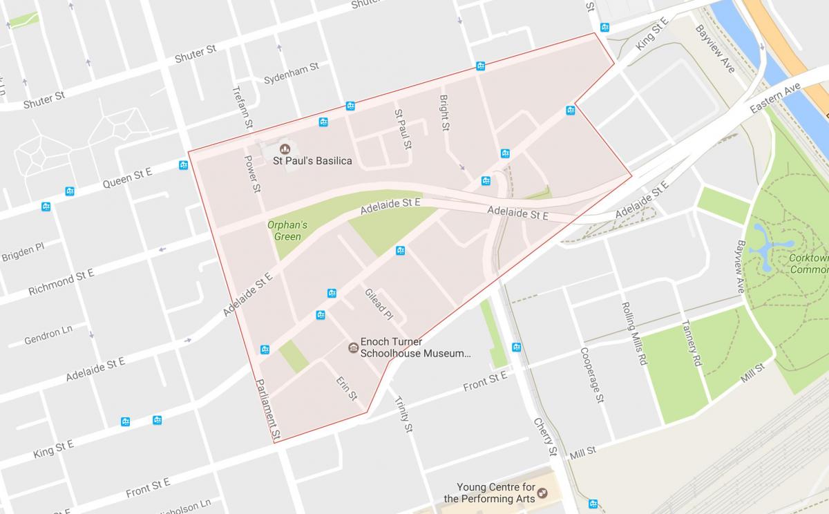 Harta e Corktown lagjen Toronto