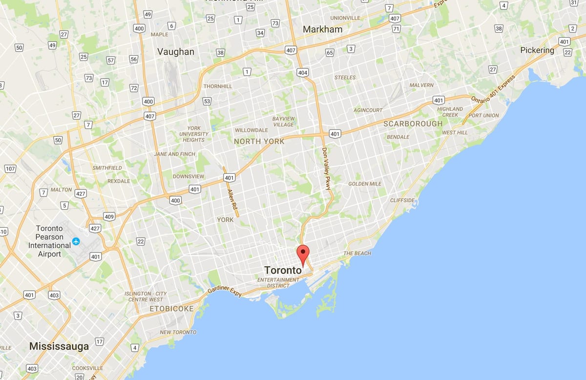 Harta e Corktown qarkut në Toronto