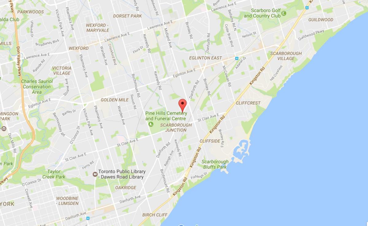 Harta e Danforth rrugës Toronto