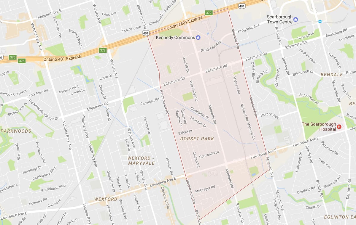 Harta e Dorset Park lagjen Toronto