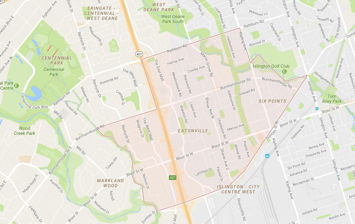 Harta e Eatonville lagjen Toronto