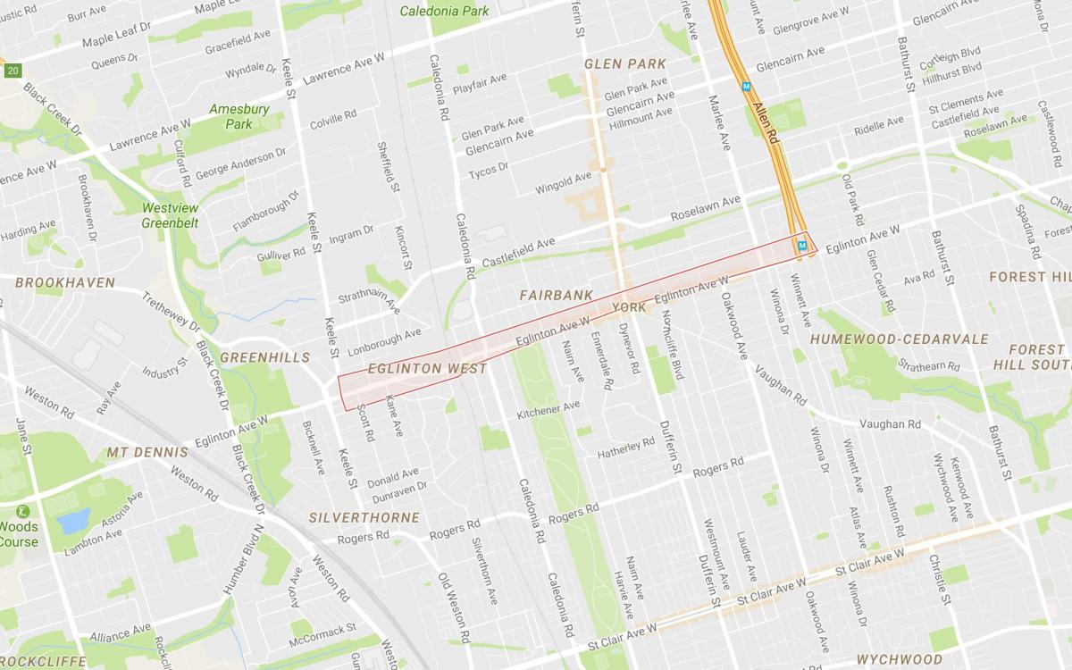 Harta e Eglinton Perëndim lagjen Toronto