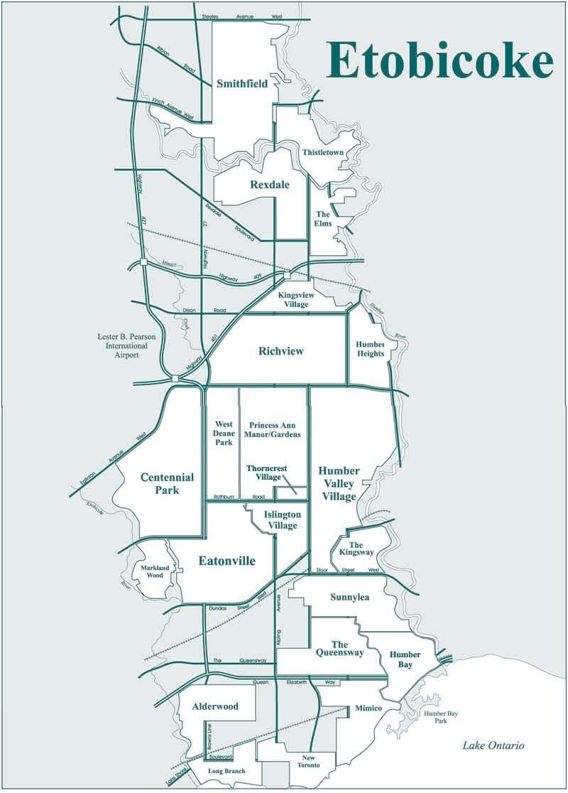 Harta e Etobicoke lagjen Toronto