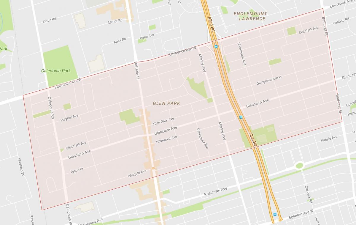 Harta e Glen Park lagjen Toronto