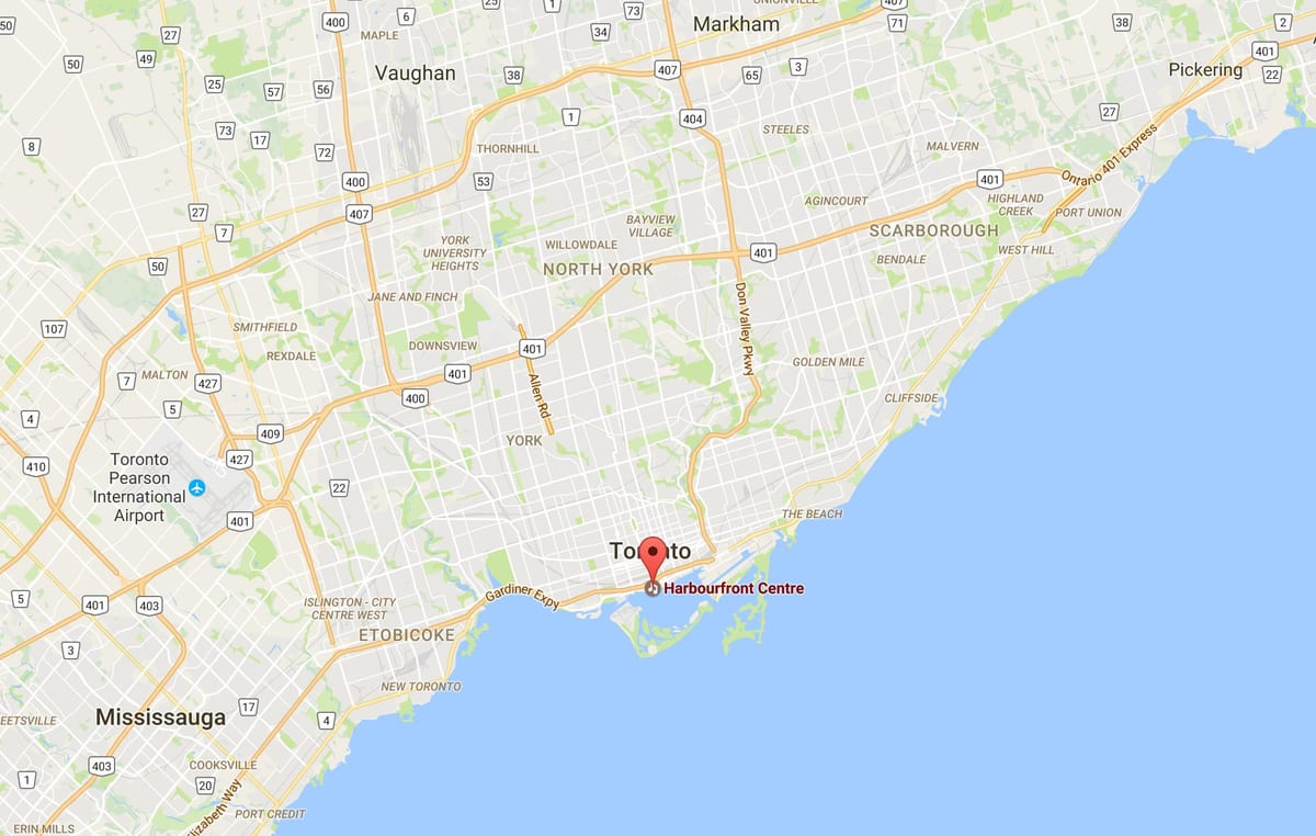 Harta e Harbourfront qarkut në Toronto