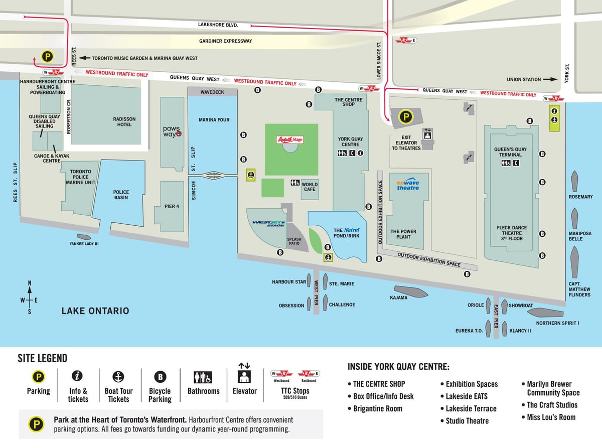 Harta e Harbourfront Qendër të Torontos
