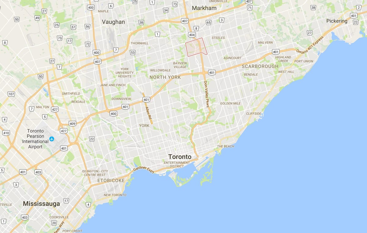 Harta e Hillcrest Fshat të rrethit të Torontos