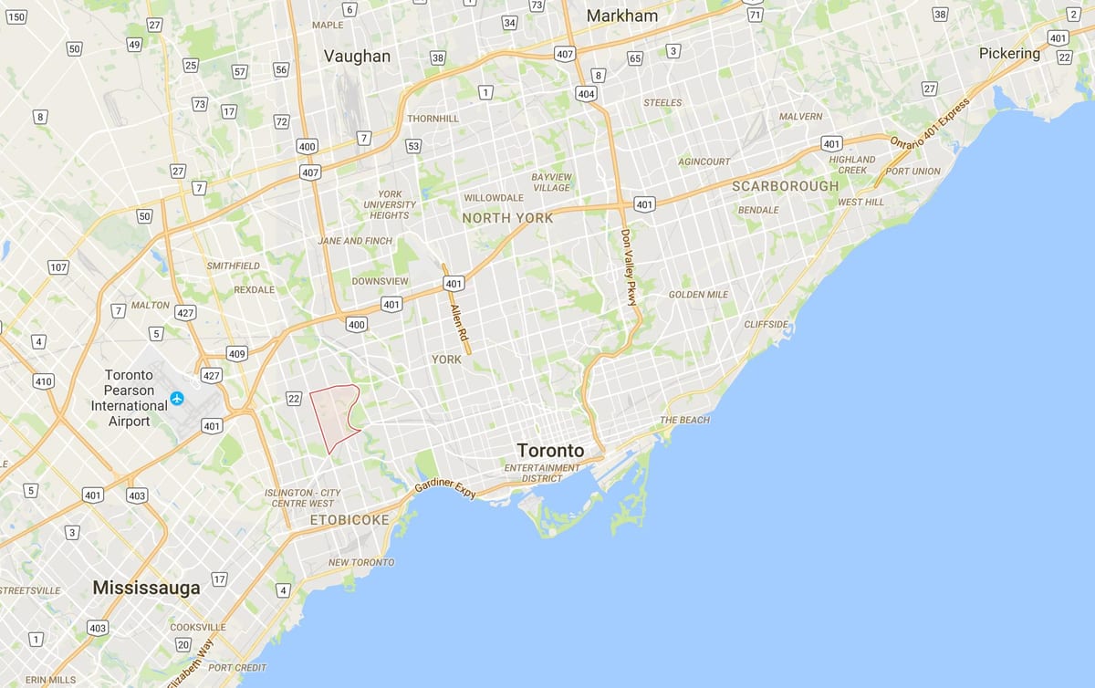 Harta e Humber Luginën e Fshatit qarkut në Toronto
