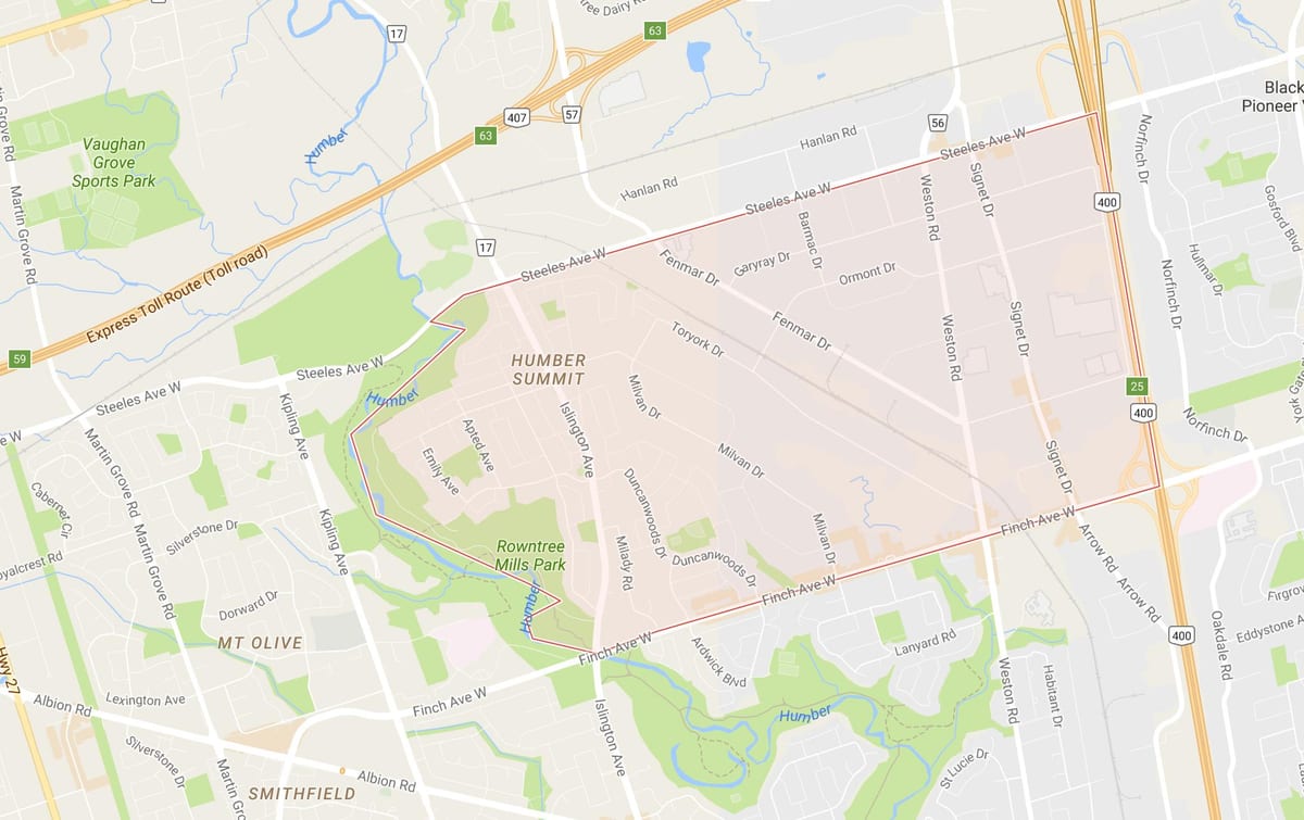 Harta e Humber Samitin lagjen Toronto