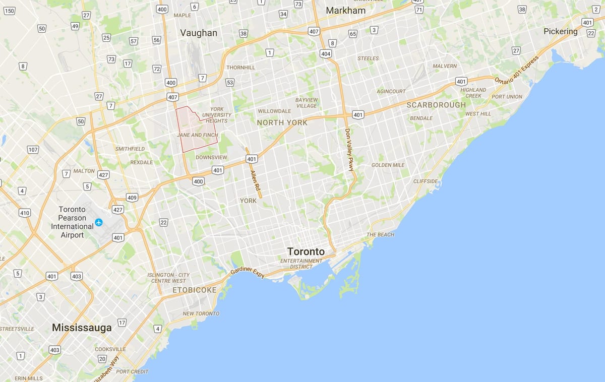 Harta e Jane dhe Finch qarkut në Toronto