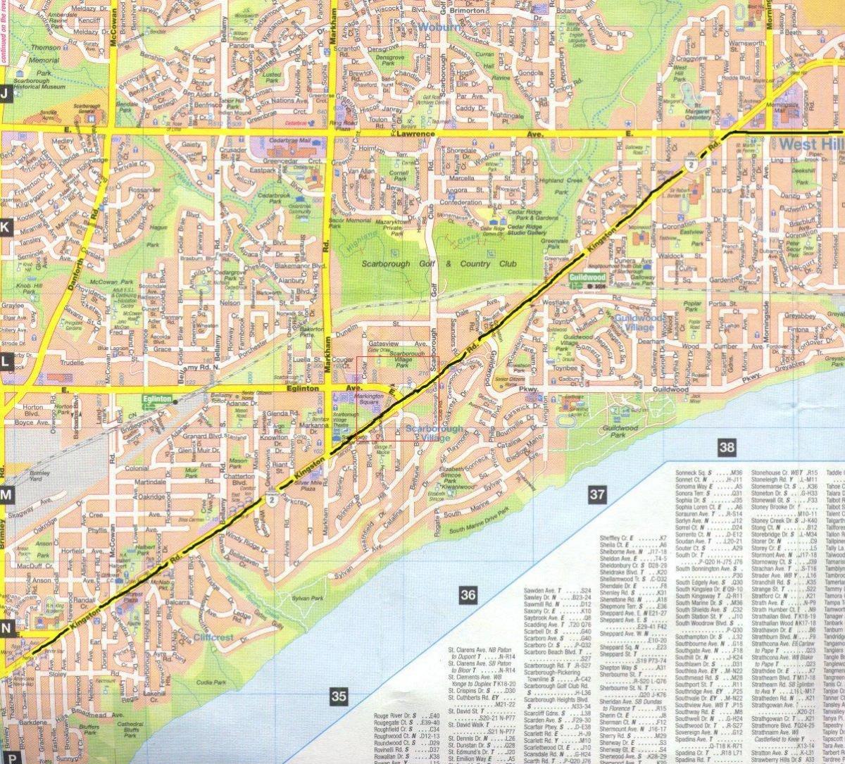 Harta e Kingston rrugës Toronto