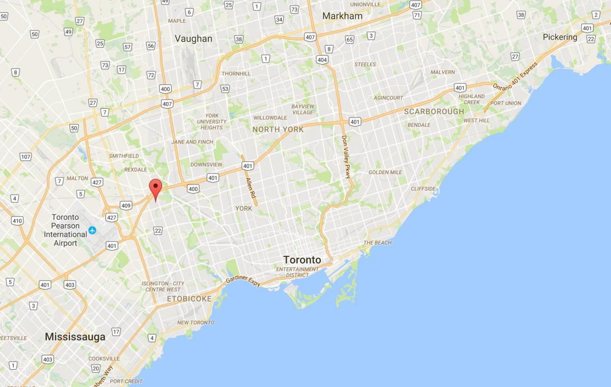 Harta e Kingsview Fshat të rrethit të Torontos