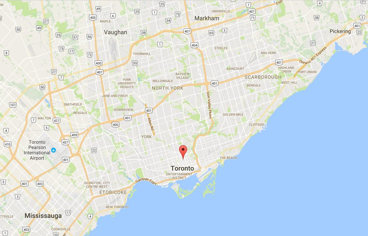 Harta e Kishës dhe Wellesley qarkut në Toronto