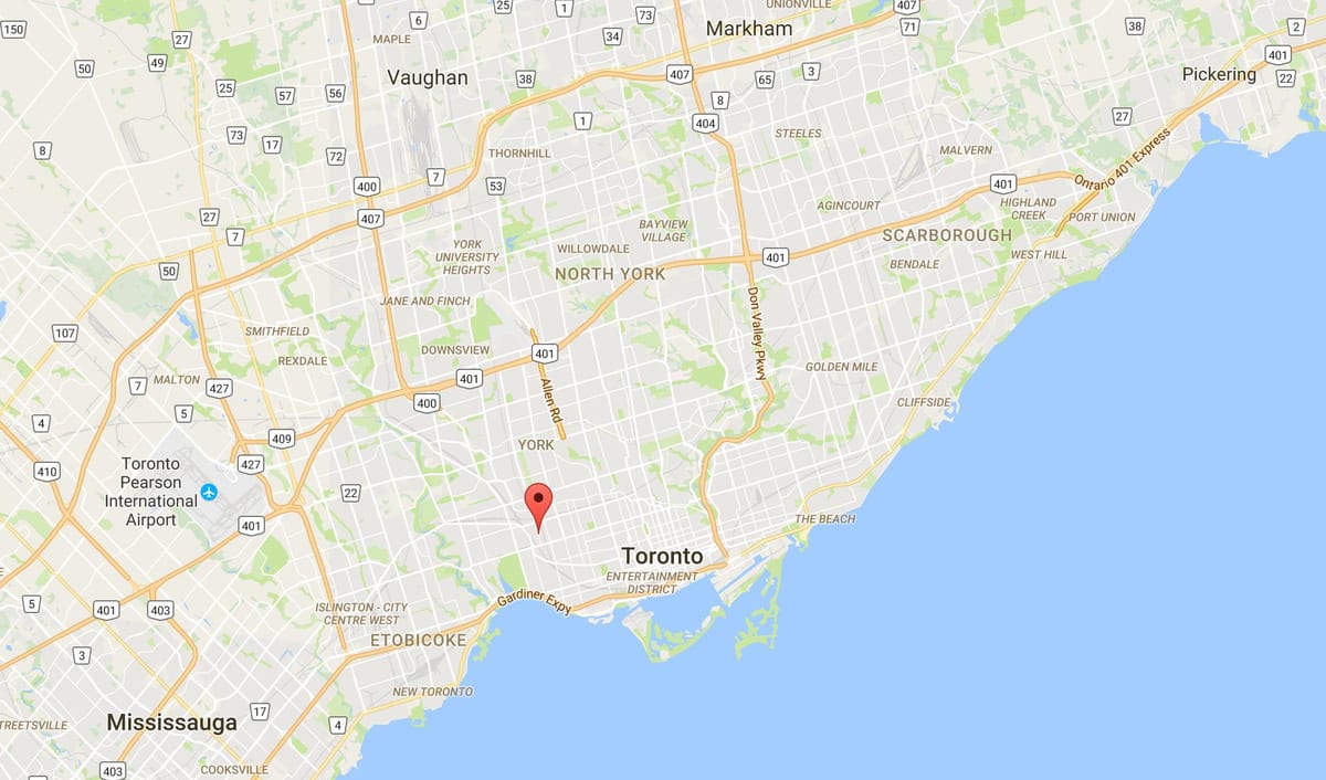Harta e Junction Trekëndësh qarkut në Toronto