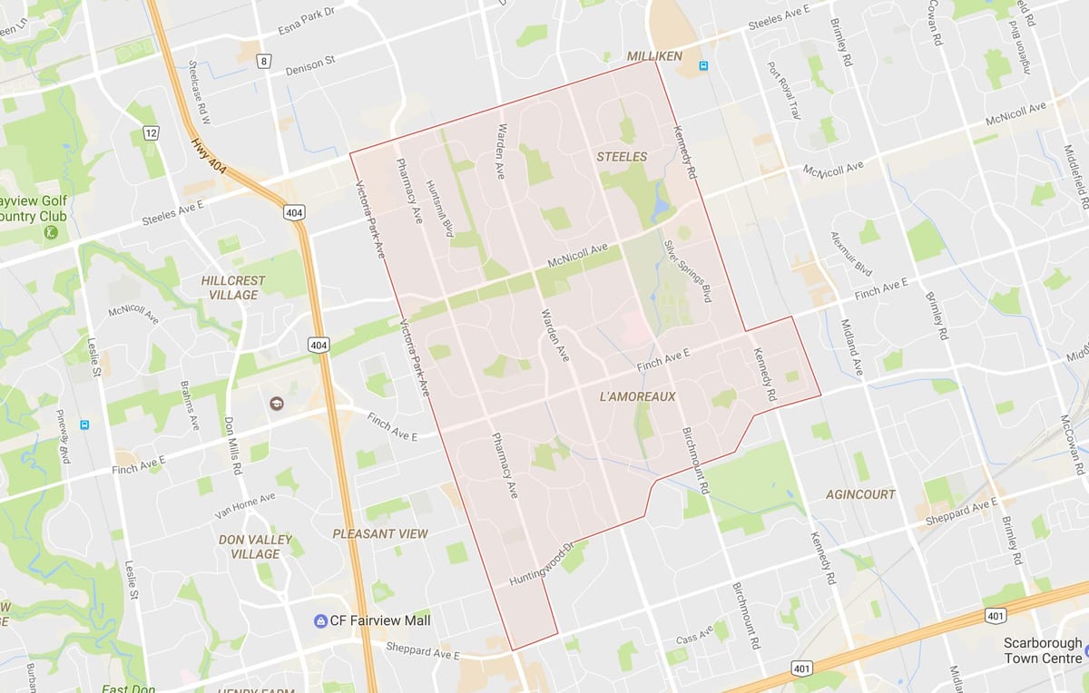 Harta e L'Amoreaux lagjen Toronto