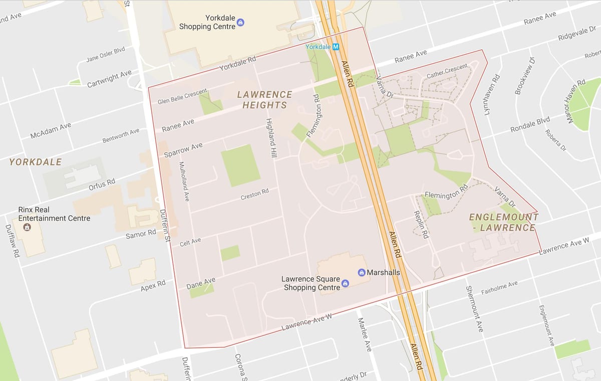 Harta e Lawrence Lartësi lagjen Toronto