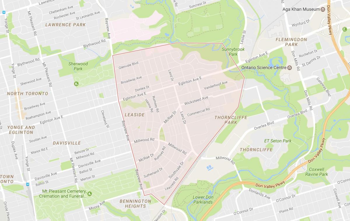 Harta e Leaside lagjen Toronto