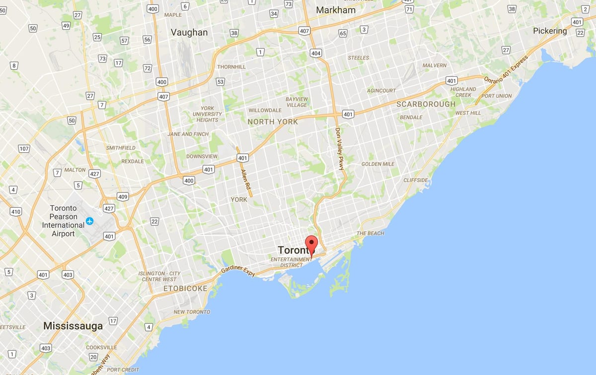 Harta e Lindjes Bayfront qarkut në Toronto