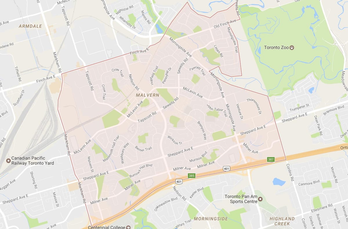 Harta e Malvern lagjen Toronto