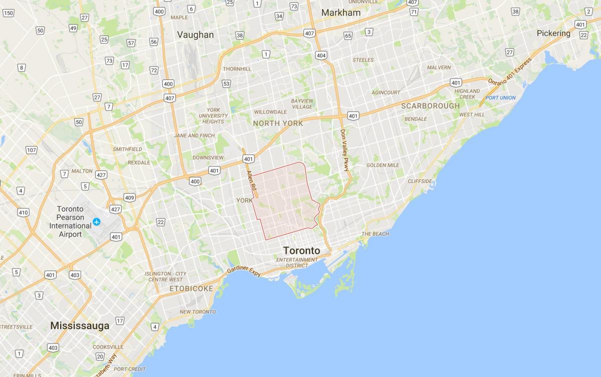 Harta e Midtown qarkut në Toronto