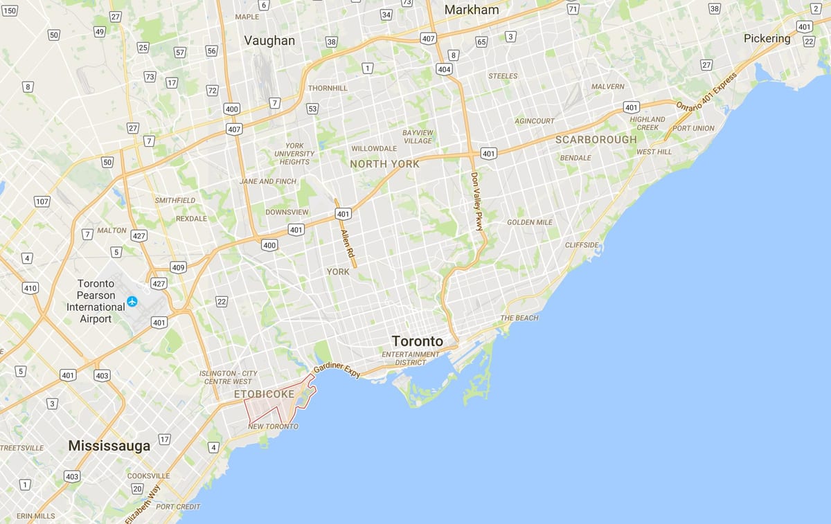 Harta e Mimico qarkut në Toronto