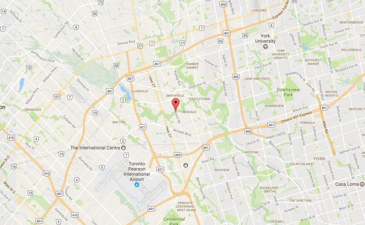 Harta e Perëndimit Humber-Clairville lagjen Toronto