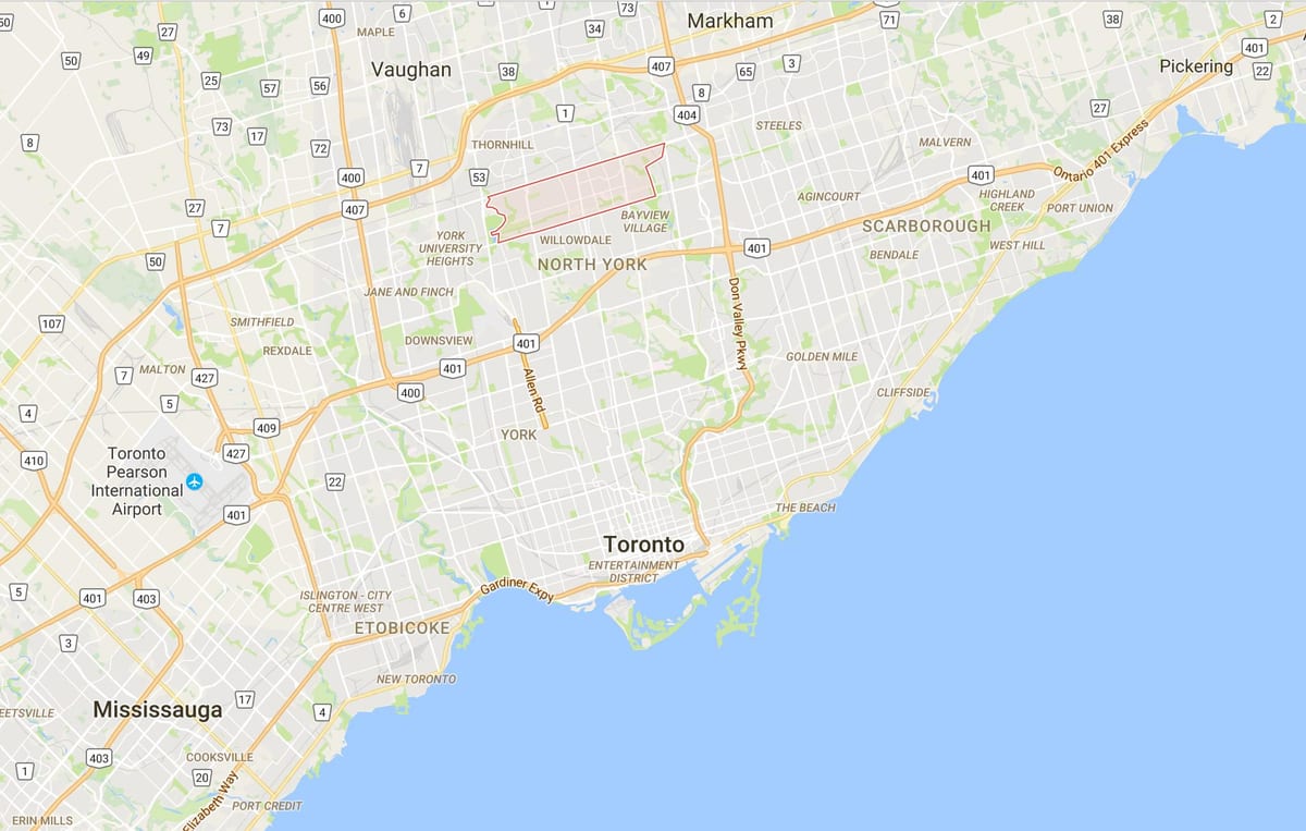 Harta e Newtonbrook qarkut në Toronto