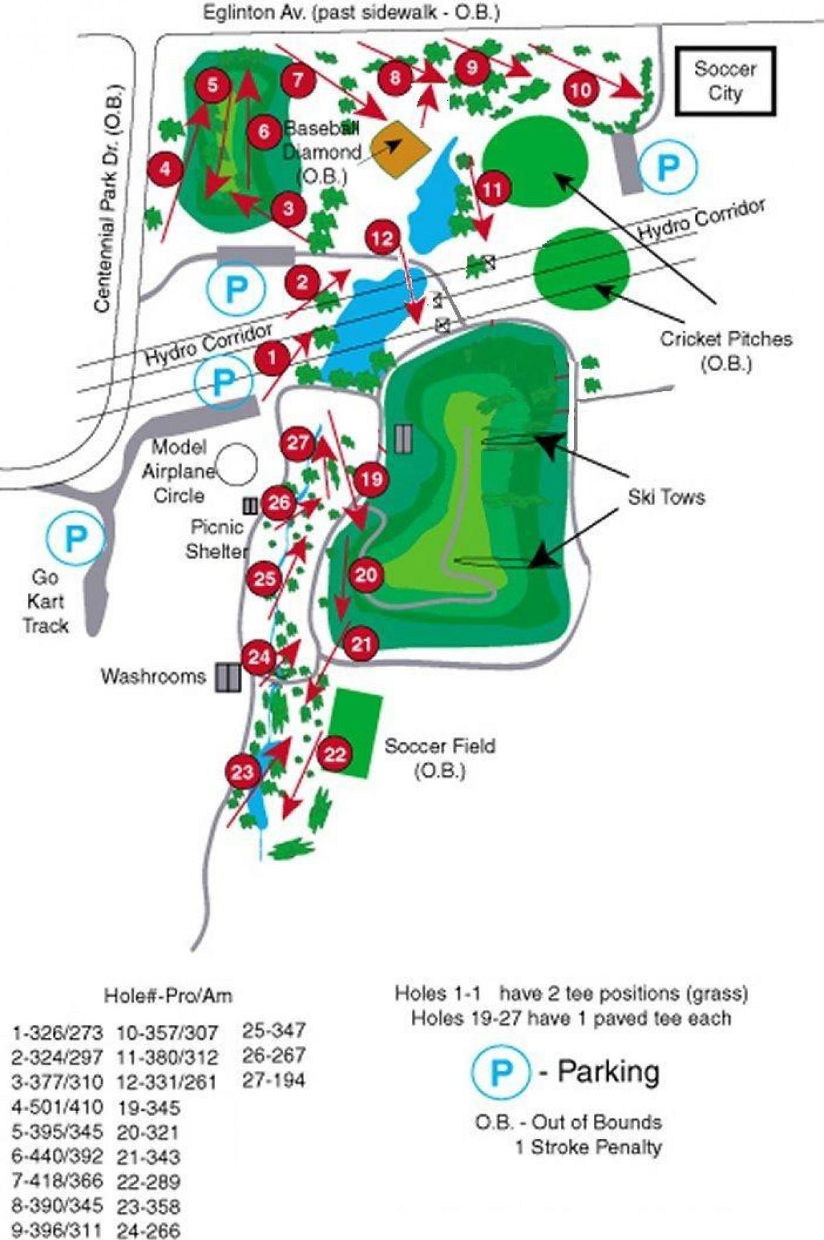 Harta e njëqind vjetorit të Parkut golf kurse Toronto