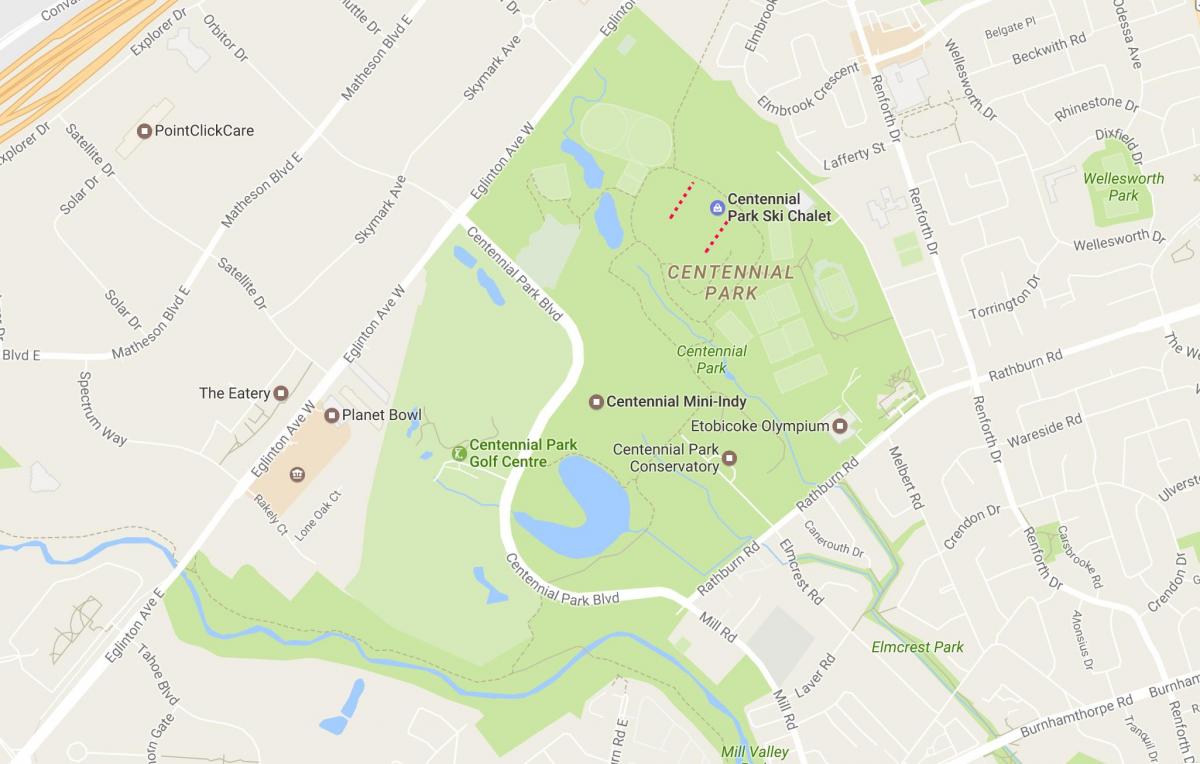 Harta e njëqind Vjetorin e Parkut të lagjes Toronto