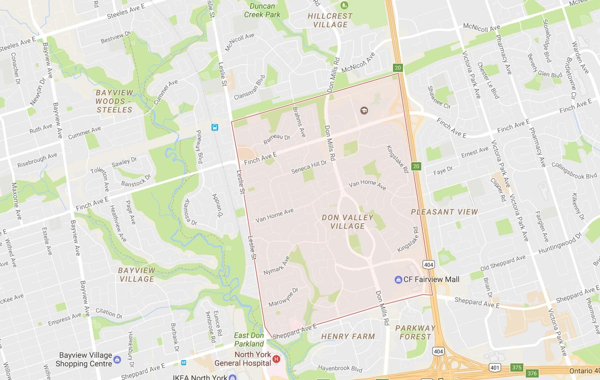 Harta e Nuk Luginën e Fshatit lagjen Toronto