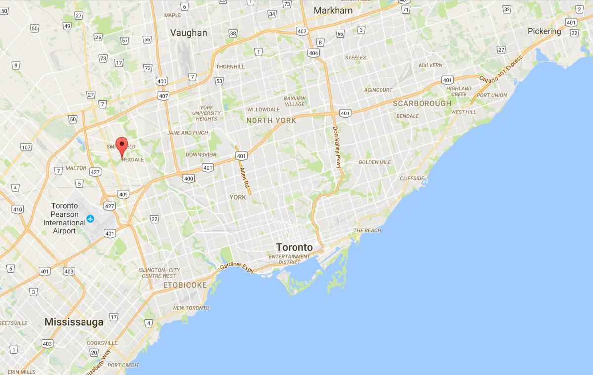Harta e Perëndimit Humber-Clairville qarkut në Toronto