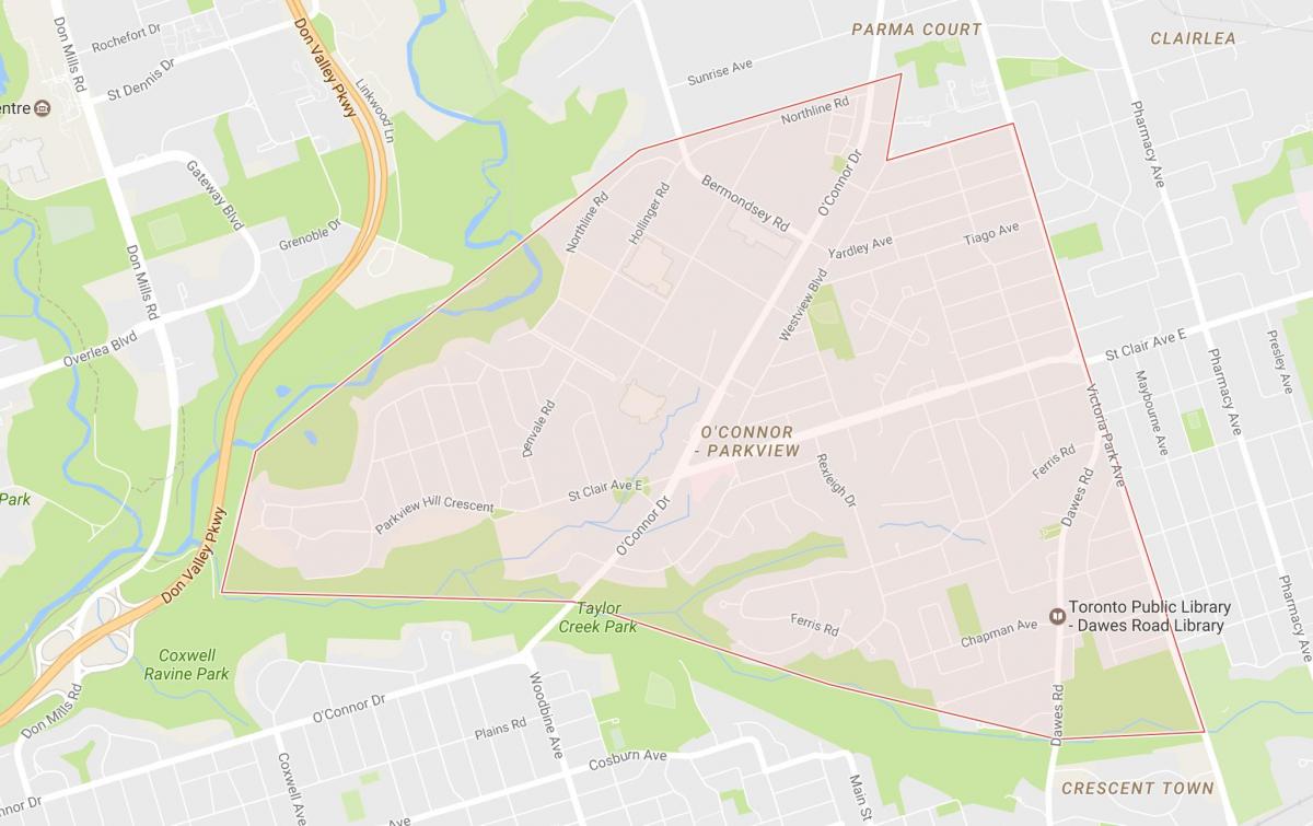 Harta e O'Connor–Parkview lagjen Toronto